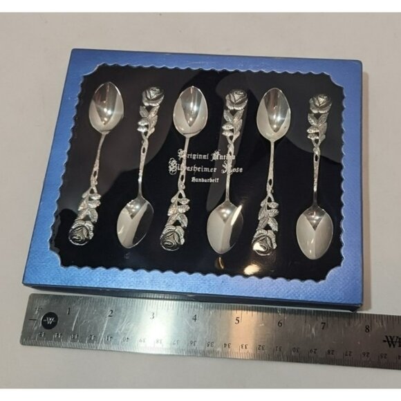 Vtg Antiko 100 Hildesheimer Rose Silverplate Demitasse Spoons in Original Box - Picture 8 of 9